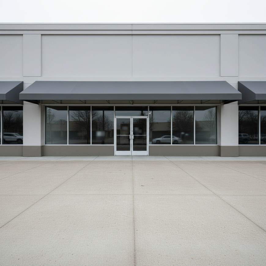 The same commercial storefront sidewalk with uniformly clean concrete after pressure washing